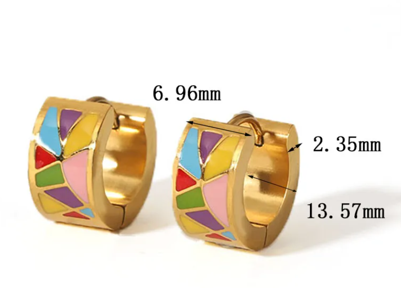 Colourful Gold Hooped Earrings