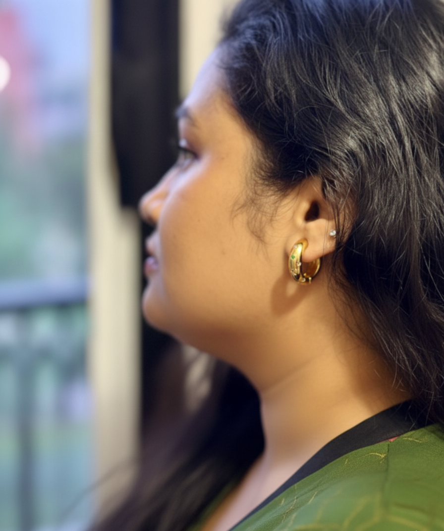 Vintage Zircon Hoop Earring