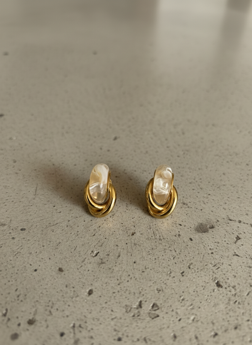 Casual Resin Semi Hooped Earrings