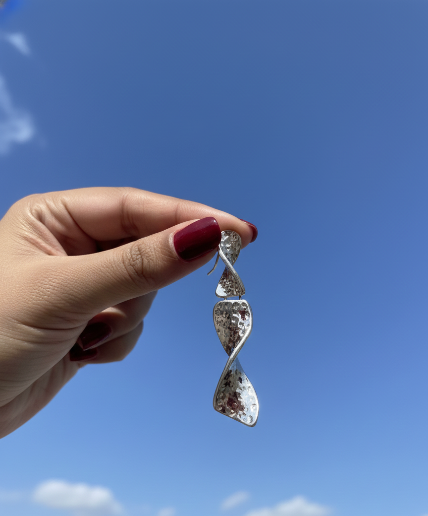 Luna Twist Silver Earrings
