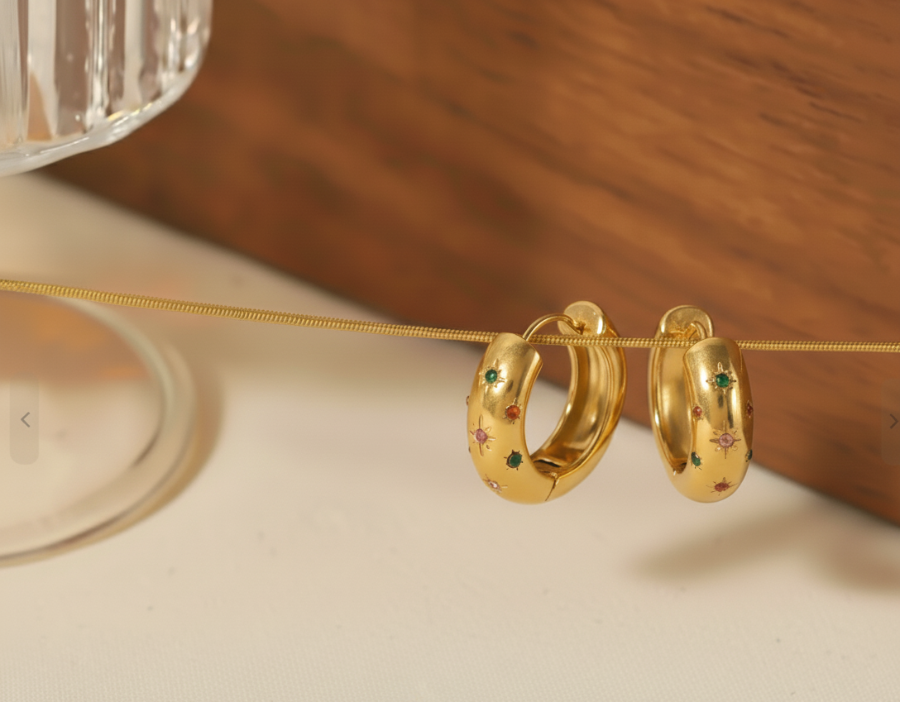 Vintage Zircon Hoop Earring