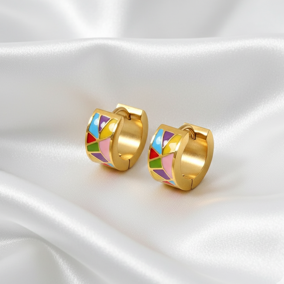 Colourful Gold Hooped Earrings