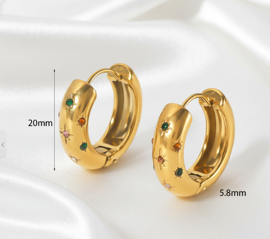 Vintage Zircon Hoop Earring