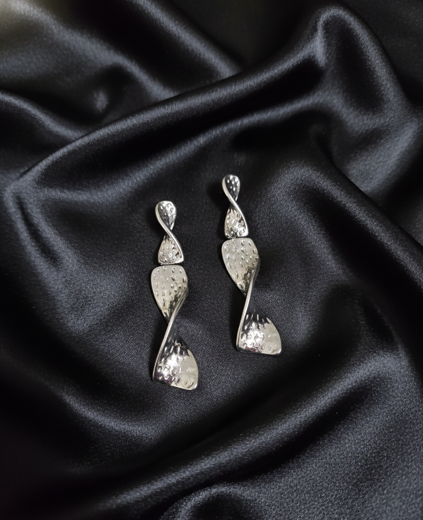 Luna Twist Silver Earrings