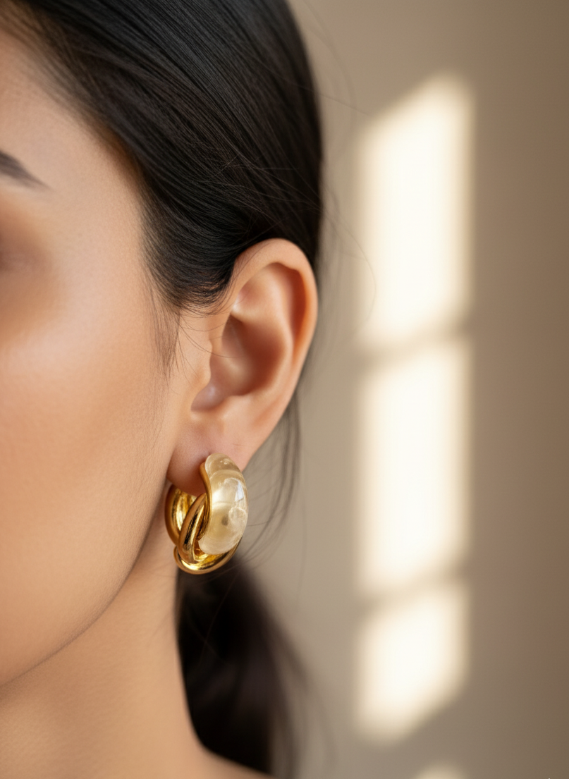 Casual Resin Semi Hooped Earrings