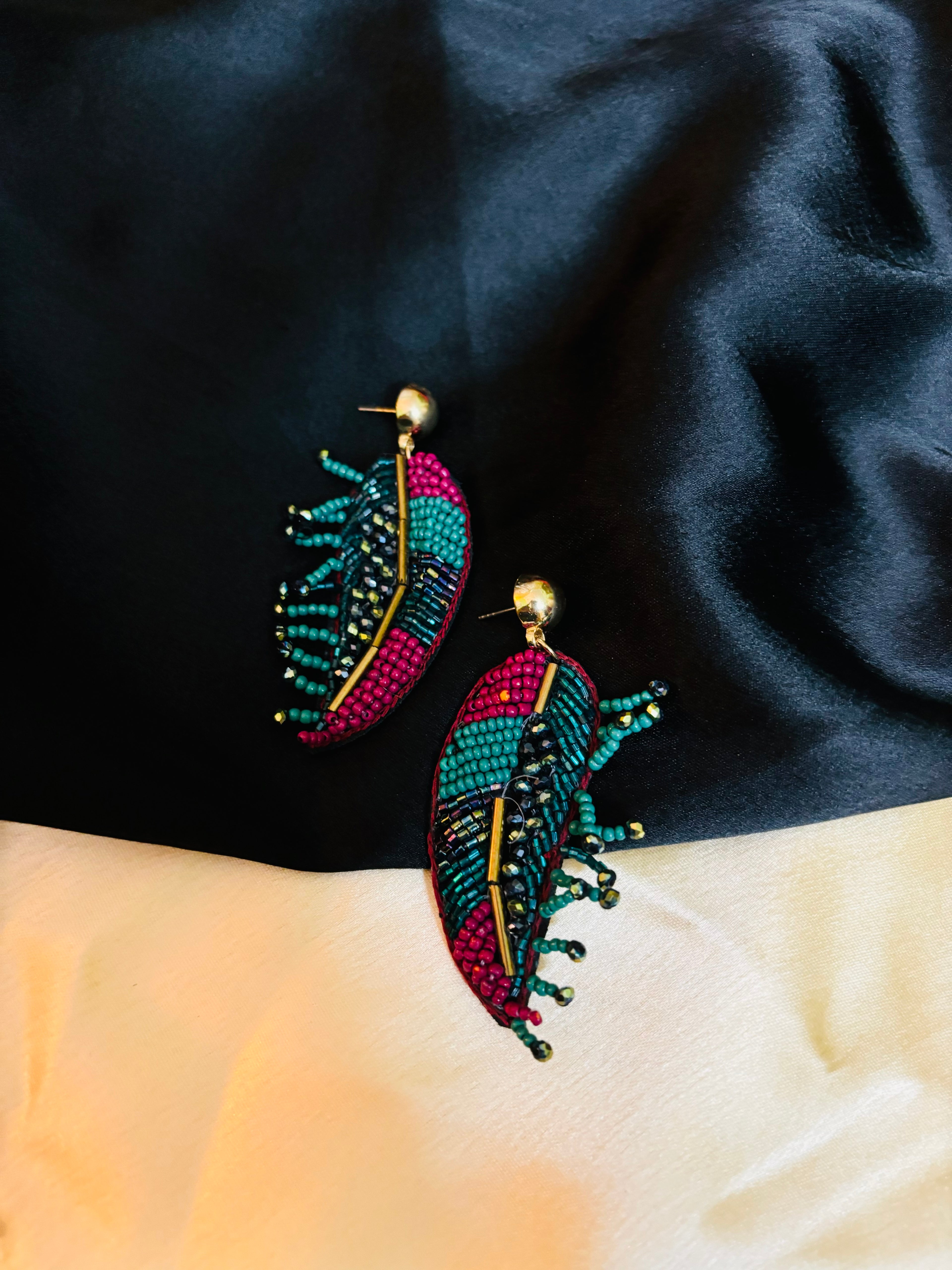 Leaf Beaded Earrings