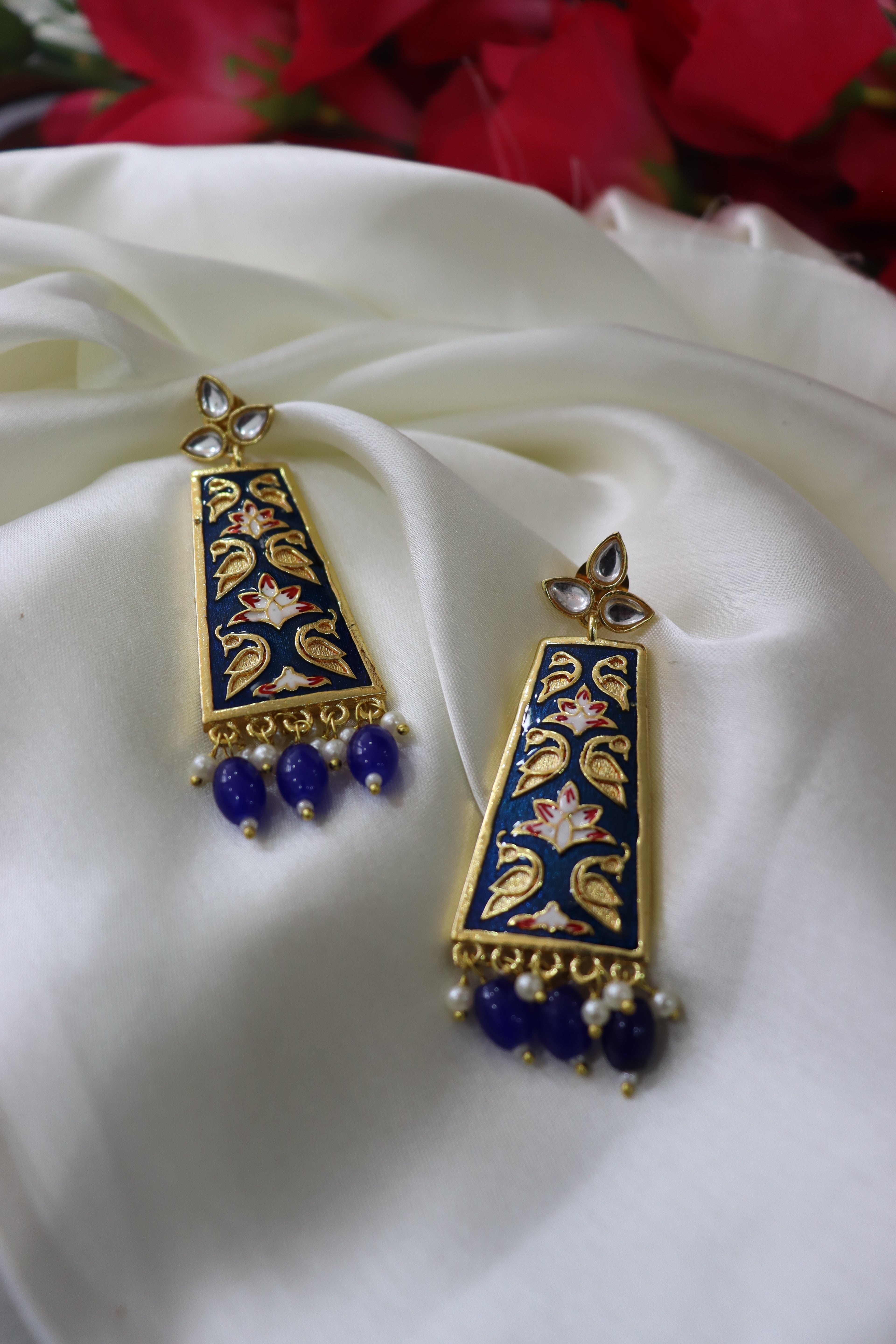 Blue Meenakari Kundan Earring