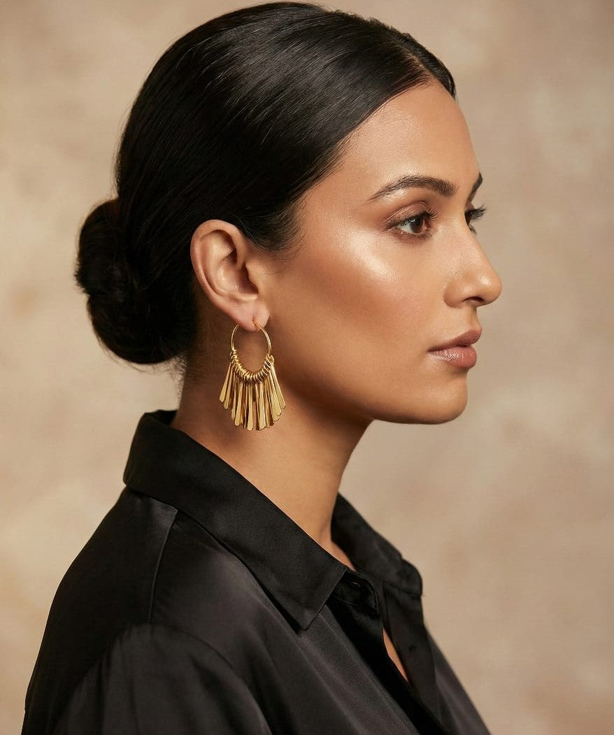 Golden Fringe Hoop Earrings