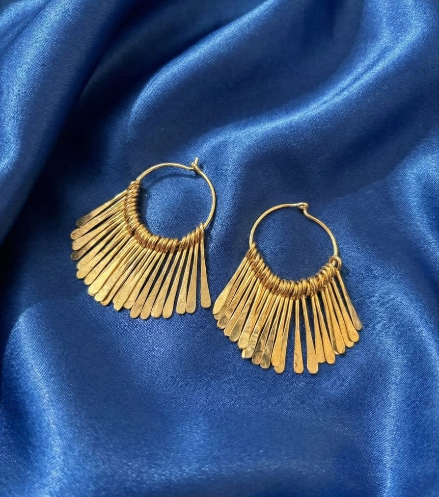 Golden Fringe Hoop Earrings